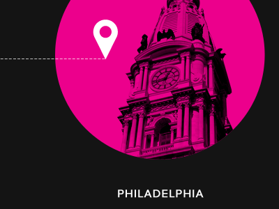 Here & There black contact footer gray new york philadelphia pink