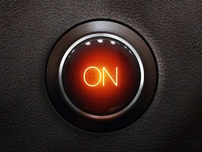 Status Dome 3d bezel button circular illuminated leather light orange realism reflection round skeuomorphism texture ui