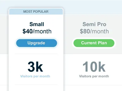 Pricing Table app between clean ia interface lander landing pricing selection table ui ux