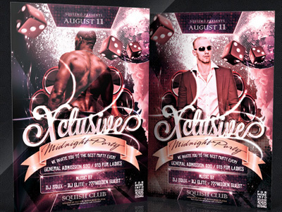 Xclusive Party Flyer anniversary bash birthday class clean club crazy creative dance disco dj elite event exclusive fine flyer glitter light midnight modern nightclub party poster premium professional psd template purple royal sexy vip