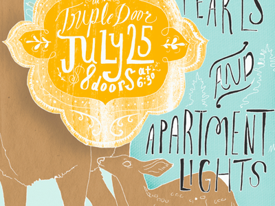Triple Door poster deer hand drawn illustration poster seattle bands seattle music show poster triple door