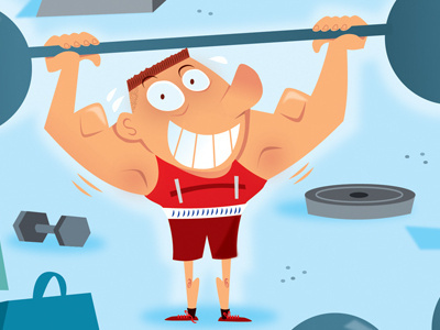 Body Builder childern games humor humorous illustration magazine photoshop vector