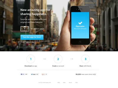 Product page template for iPhone app app apple buy clean download ios iphone layers psd simple template
