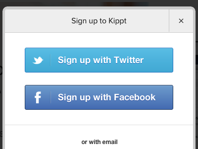 Sign up modal kippt modal signup social twitter