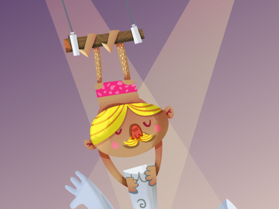 Suspend acrobat acrobatics act animals blond circus elephant hang moustache suspend swing trapeze artist trick vector