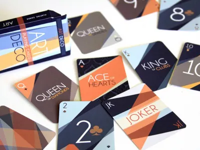 Art Deco Playing Cards art deco clubs deck of cards diamonds hearts overlapping colors playing cards shot spades