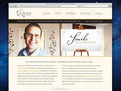 Elegant Dentist Homepage borders button elegant granite navigation palette serif simple stone title ui