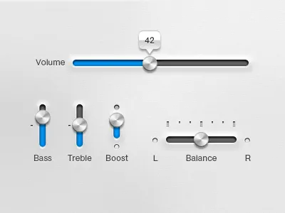 UI elements - sliders audio clean controllers photoshop sliders ui