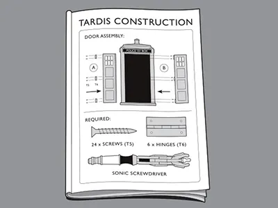 Construction Manual dr who glenn jones glennz illustration illustrator shirt tardis tee vector