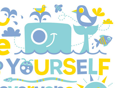 Be Yourself animal bird child colorful cute help ink kids mvb print snake vector whale