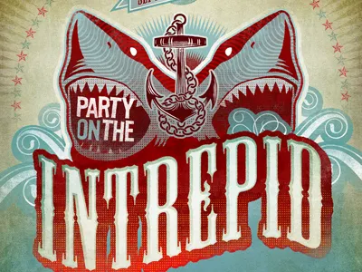 Party on the Intrepid 2011 cmyk distress gig grundge logo music poster shark type typography