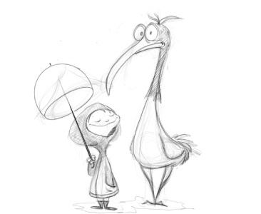 Snacky & the Bird book children illustration logo sketch