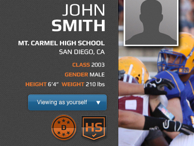 New Athlete Profile athlete badge football high profile school sports tabs ui website