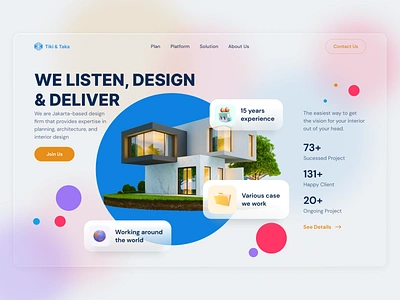 Hero - Tiki & Taka Agency architect card colorful heading hero interior landing page layout single page typography website