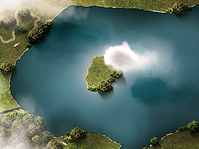 Landscape above cloud clouds lake landscape map top