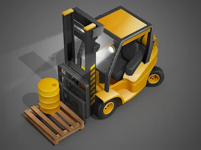 Forklift 3d barrel forklift icon illustration transport utility vehicles