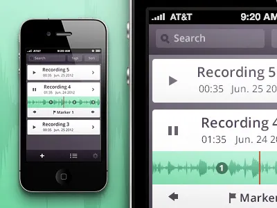 Alternate Style Experiment audio button interface list list view pause playback ui wave form