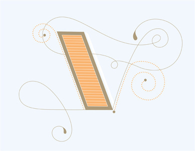 V color lettering pattern swirls typography