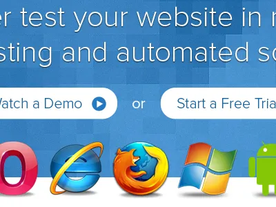 CrossBrowserTesting.com Homepage blue buttons icons pixel ui ux white