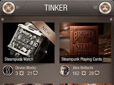 Steampunk UI header metal steampunk ui