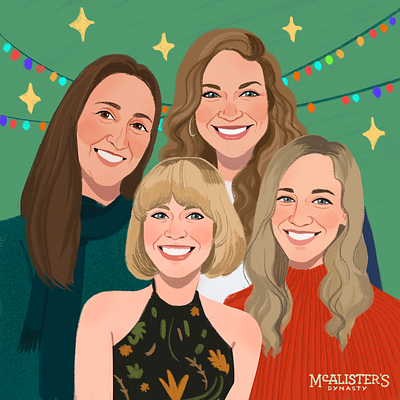 Christmas Party for Friends art besties christmas digital art friends portrait friendship hand drawn illustration portrait procreate