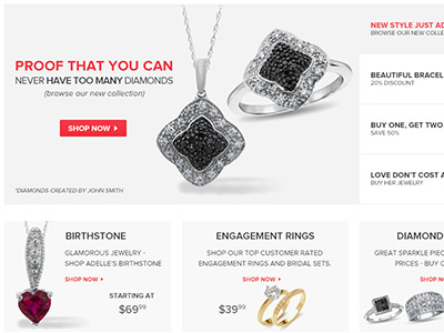 Jewellery website birthstone clean design diamond home page homepage jewelers jewellery jewelry jewels red ring shop simple web web design website