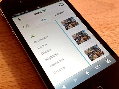 Mobile site - dining page design interface mobile rally interactive site ui ux web design website