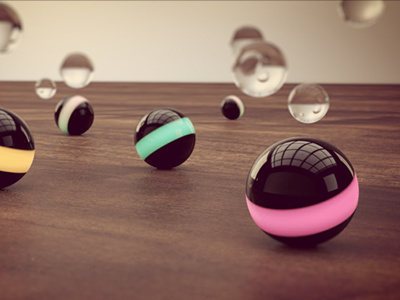 Got balls? 3d ball black cinema 4d floor glossy round wood