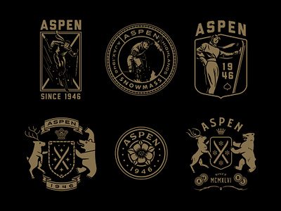 Aspen Snowmass - Badges & Crests aspen snowmass badge branding crest emblem growcase heraldic heraldry illustration logo logo design logotype ski skiing