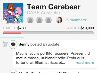 Team Page mobile status update