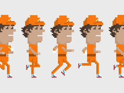 RUN PUMA RUN - Sprite Animation 8 bit design illustration