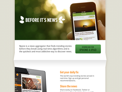 Njuice – App Site android app ios njuice site ui web