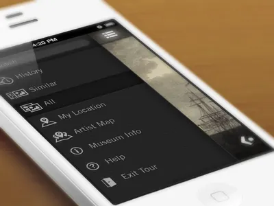 Toorist Sidenav dark icons ios mobile nav side nav slide