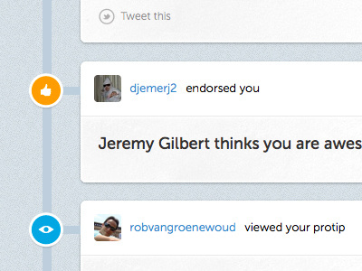Event Stream activity coderwall dashboard events eye icon feed statut texture thumbs up icon time line timeline