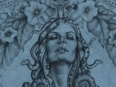 Medusa drawing medusa orchid pegasus pencil poster snake
