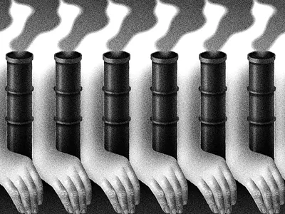 Idle hands animation art design digital illustration hand hands illustration industrial loop looping gif smoke stacks stippling texture