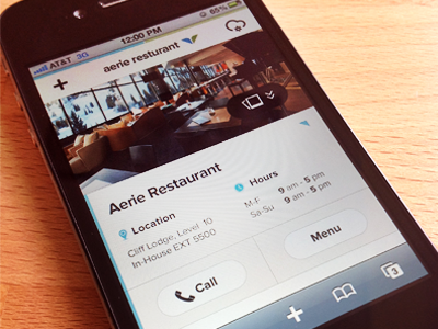 Dining Detail buttons detail event icons mobile page photo snowbird ui