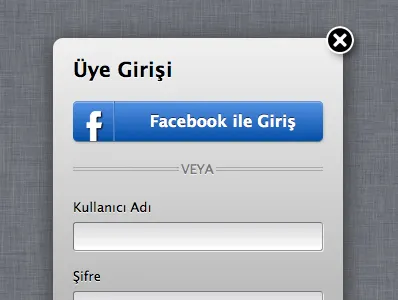 Login w/ FB Button button connect css3 facebook fb ios login pop up popup signup social