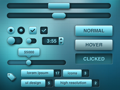 Deep Blue blue buttons checkbox free psd radio slider tags ui ui design