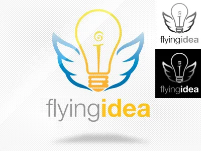 Flying Idea Logo Template agency blue brainstorm brand bulb business company creative elegant entertainment icon idea identity innovation light logo logotype mark media modern new idea professional smart studio unique vector wing yellow