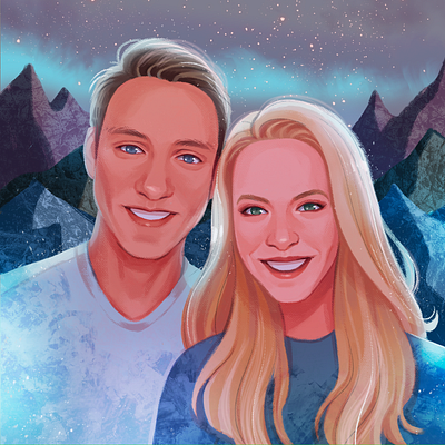 A Perfect Date art christmas couple digital art hand drawn holiday illustration love portrait procreate valentines day