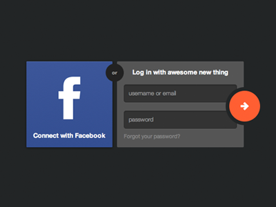 Login facebook form landing login login form ui