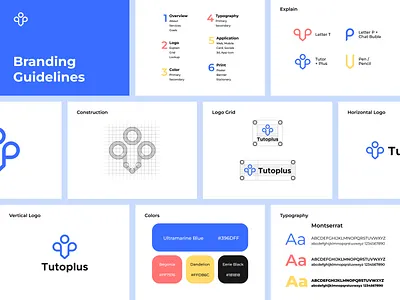 Tutoplus Brand Identity brandbook branding clever course education guidelines identity learning lesson letter mark logo plus smart software study t logo teaching training tutor typography