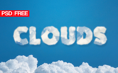 Realistic Cloud Text Effect || PSD blue cloud fog happy sky smoke text effect text style