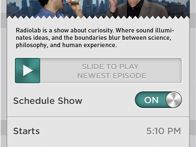 Slide to Play marketplace onoff radio radiolab slider talk radio talkmobile ui ui slider