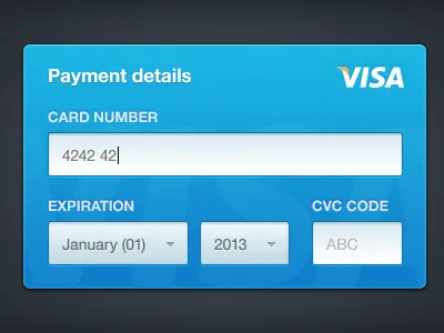 Credit Card Form blue card clean credit form helvetica neue simple texture ui ux visa
