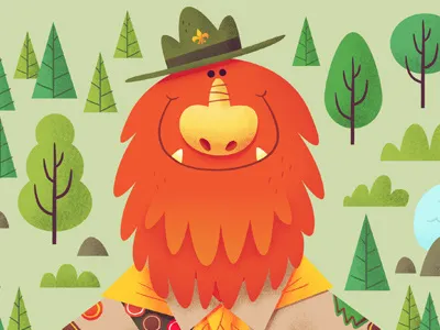 Sasquatch Troop Full bear boogfoot camping cartoon creature illustration kids monster moose print sasquatch scouts yeti