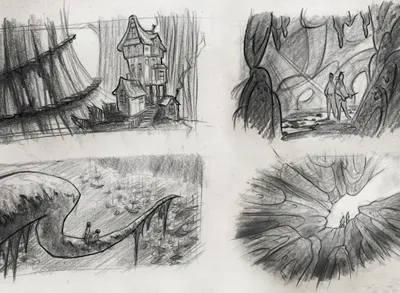 Traditional Sketches cave cliff pencil treehouse