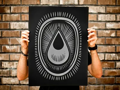 Inkefx - Burst Print 100 card stock 18x24 black burst illustration inkefx screen print