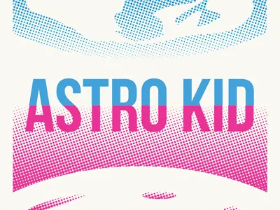 Astro Kid: IN SPAAAAAAACE astro kid dj electronic halftones music neon poster space